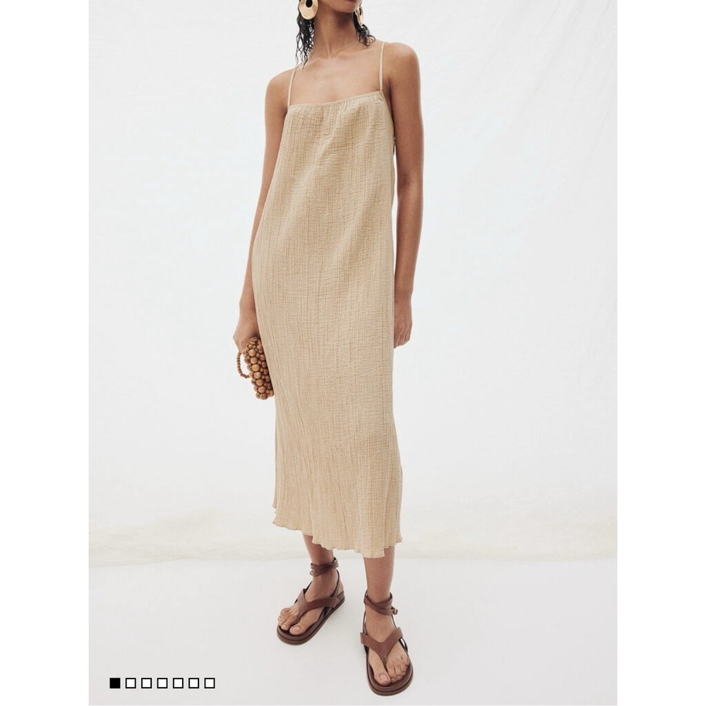 Tie Back Throw On Midi Dress Womens Large Gauzy Cotton Summer Vacation Loungwear